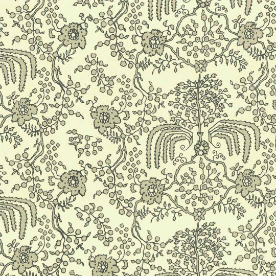 Grayish Brown Flowering Tendrils Print Italian Paper ~ Carta Varese Italy